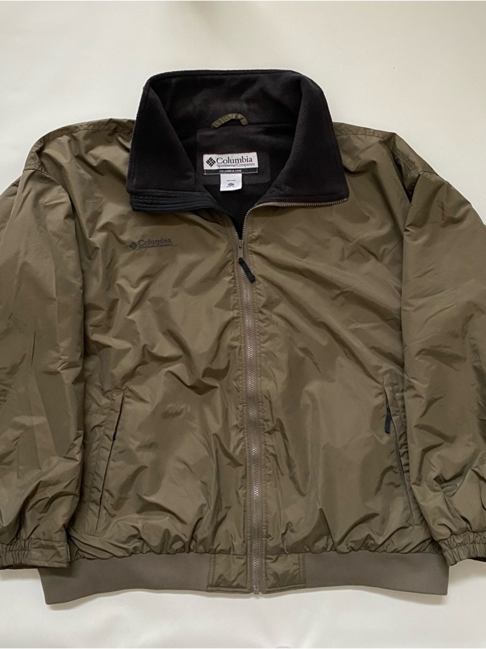 Columbia fleece lined Windbreaker olive green jacket, men’s 2XL Tall